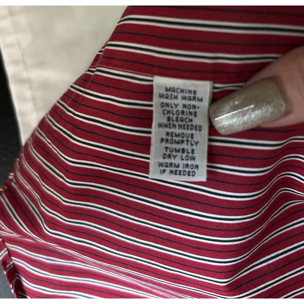 Lauren Ralph Lauren Red and White Striped Button-Down Shirt - Picture 5 of 6